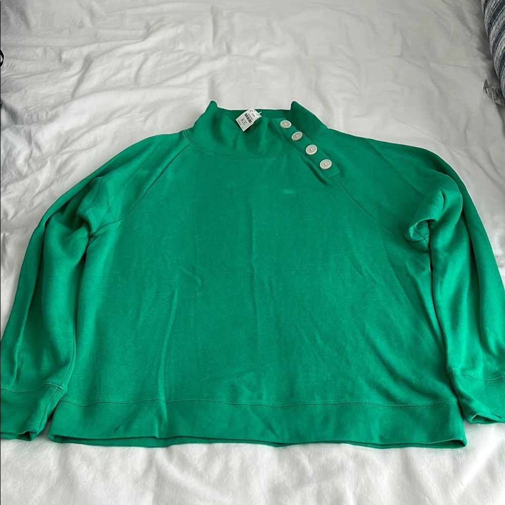 J Crew Green Button-Detail Sweater
